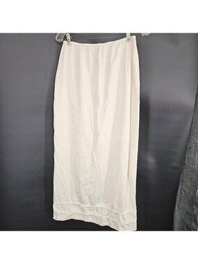 Vintage Slip Dress Skirt Womens Small White Midi Ruffle Hem Lightweight Lingerie